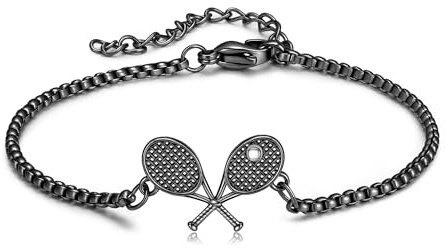 DAYLINLOVE Braccialetto per racchetta da tennis, in argento Sterling S925, sportivo, regalo per uomini e donne amanti del tennis, Große, Argento sterling, Nessuna pietra preziosa