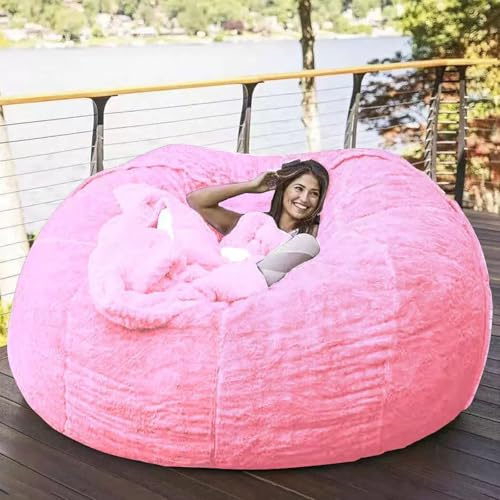 JGJSQYY Funda para puf sin Relleno, Funda para puf Gigante, Funda Grande Redonda y mullida de Terciopelo PV Lavable para sofá Cama, puf Lavable para Adultos, Muebles de salón y Dormitorio