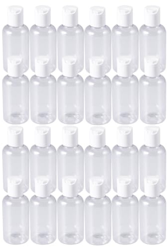 PHENOFICE 24 Flaconi da Viaggio 75ml in Plastico Bianco, Resistenti e Leggeri, per Shampoo e Lozioni Durante Viaggi di Lavoro o Sportivi Colore Casuale
