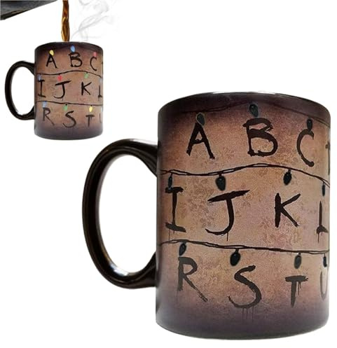 HOZZAVOX Taza termocromática reutilizable, diseño luces navideñas, 325 ml, for café y té con leche