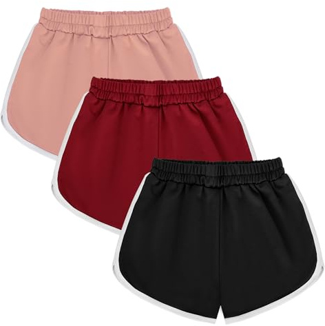 Zzxlw Girls Sports Shorts Gymnastics Running Cotton Summer Shorts 3 Pack