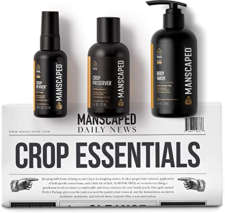 Cuidado personal para hombre de MANSCAPED™ Crop Essentials, kit de higiene íntima masculina, jabón íntimo, desodorante para los testículos, tonificador corporal y esterillas de afeitado desechables