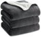 Bedsure Sherpa Fleece Throw Blanket King Size - Thick and Warm, Fluffy Microfiber Solid & Soft Bedspread for Bed and Couch Coverlet Sets, Dark Grey, 230x270cm