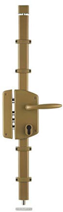THIRARD - Cerradura de Seguridad 3 Puntos para Puerta de Entrada - Sobreponer - Con Manilla - Eje 50 mm - Gálibo - Doble Manija - Seguridad Reforzada - Acero - Apertura Izquierda - Bronce - Dorado