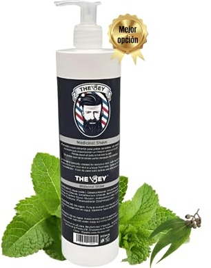 Loción afeitado para hombre de 500 ml - Loción ante-post afeitado Medicinal Shave - Pieles sensibles Reblandece el vello e hidrata la piel - Con Fusión de Mentol y Eucalipto.