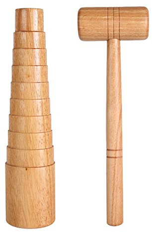 Juego de martillo calibrador de mandril, 2 uds., Calibrador de mandril de madera, fabricación de joyas, ajuste del tamaño del brazalete, juego de herramientas de martillo de medición