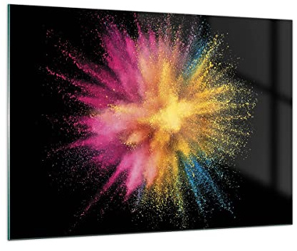 Moderne Impression sur Verre 100x70cm Image Tableau en Verre Decoration Murale Coloré Poussière Explosion Grand Tableaux Decoratifs Muraux Chambre Horizontal Deco Cadre Salon Art GAA100x70-4529