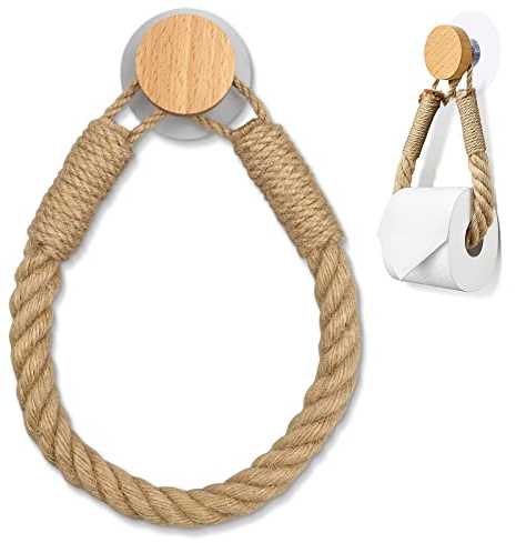 Porte Papier Toilette Corde Vintage sans perçage sans perçage Support de Papier Toilette Support de Papier Toilette pour WC Salle de Bain Décoration Vintage Corde Industrielle