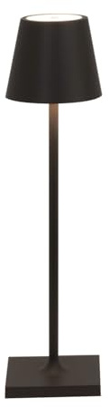 Zafferano, Poldina Micro, Lampada da Tavolo Ricaricabile e Senza Fili con Controllo Touch, Adatta per Salotto ed Esterni, Dimmer, 2200-3000 K, Altezza 27,5 cm, Colore Nero