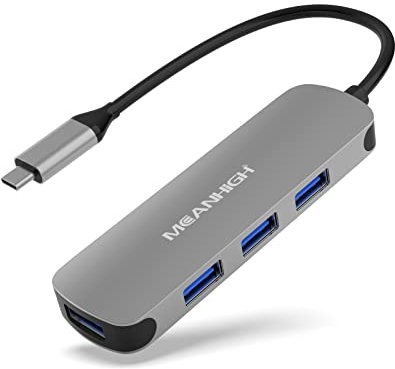 Hub USB C MEANHIGH Hub USB 3.0 per Laptop 4 Porte USB Expander Multiport USB Splitter Tipo C Hub Dongle per MacBook Pro, Mac Mini iMac, Dell, HP, Chromebook, PC,HDD