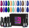 Beautilux HEMA-FREE Vernis Semi Permanent, 12 Couleurs Vernis Gel UV Semi Permanent Rose Clair Vert Bleu Pailleté, Vernis à Ongles Gel UV Gel Soak Off Manucure Nail Art Kit Gel Polish 7ml