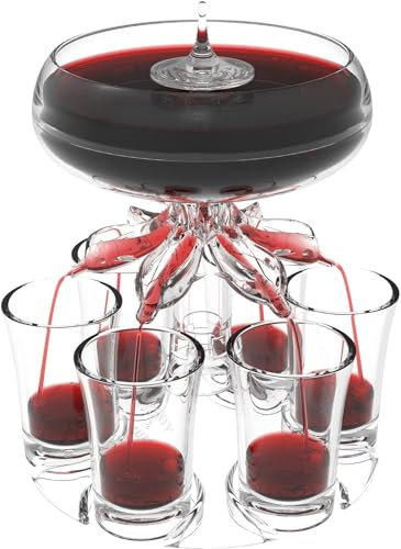 FIYSON Lot de 6 distributeurs de verres à liqueur et support - Distributeur de boisson - 6 distributeurs à liqueur - Pour cocktail, bar, fête, cadeau (non lumineux)