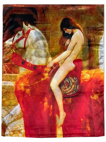 GFM® Dam Sidenblandad Målning eller Konstbaserad Sommarscarf (VSLK) (Collier's Lady Godiva)(FS-VSLK-7775-A)