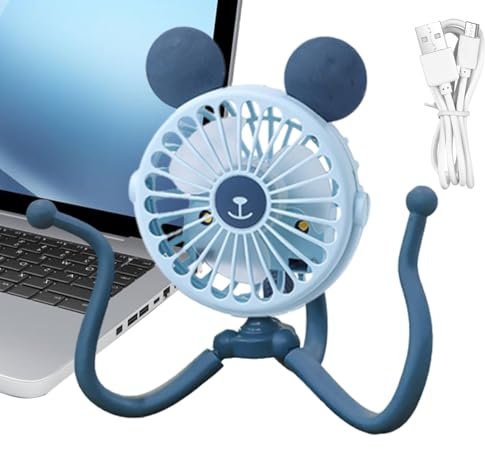 Jomewory Ventilador portátil para cochecito,Ventilador recargable para cochecito | Ventilador con clip de trípode flexible con diseño de pulpo - Ventilador de carro con Clip y trípode Flexible