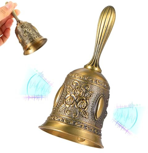 Handglocke, Metallhandklingel, Handklingel mit Griff, geeignet für Restaurant, Schule, Hotel, Lager, Küche, Schiffsglocke, Weihnachtsdekoration, Heiligabend