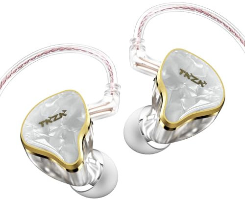 TZKZ TK02 Auriculares in Ear Monitor con Sonido de Alta fidelidad, Cable Desmontable, Controlador Tesla 10mm DD, cómodos y duraderos, para teléfonos móviles, músicos, DJ (Blanco, sin micrófono)