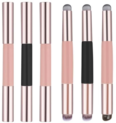 3 Pieces Reusable Dual Ended Silicone Lip Brush with Cover, 2-in-1 Lip Mask Applicator with Concealer Makeup Brushes, Double Headed Balm Applicator Beauty Tool for Gloss Lipstick