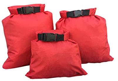 Milisten 3pcs Waterproof Dry Bag Set with Ultrathin Laminated Fabric, 1.5l 2.5l 3.5l Red Outdoor Storage Pouches for Camping, Kayaking, Rafting, and Fishing