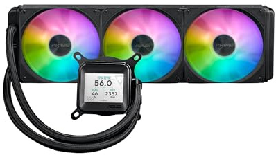 ASUS Prime LC ARGB LCD 360mm AMD/Intel Liquid CPU Cooler | 360mm AIO, 2.3” LCD for CPU & GPU stats, robust Asetek pump, daisy-chainable ARGB fans, complements Prime motherboards
