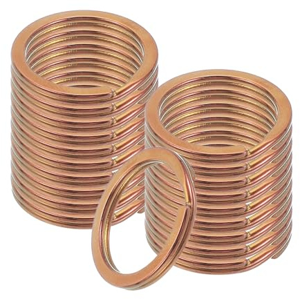sourcing map 20pcs Split Keychain Rings, 25mm Round Flat Keyrings Stainless Steel Open Key Chain Ring Dog Tag Rings for DIY Keychain Craft Lanyard, 2mm Thick, Rose Gold