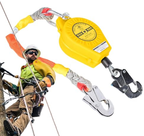 Heavy-Duty Retractable Lifeline - 330.7 Lbs Capacity Fall Protection Safety Harness Lanyard for Climbing and Fall Arrest