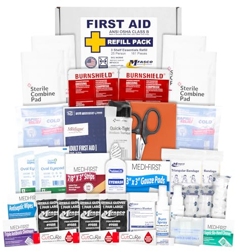 MFASCO First Aid Kit Refill Pack - Meets 2021 ANSI Standard, Class B Supplies, Heavyduty Medifirst Bandages, New Required Items, OSHA Class B, Stay Prepared, Refills Workplace First Aid Kit, 160 pcs