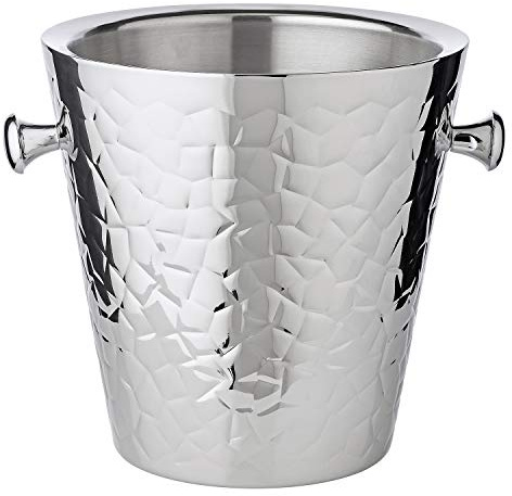EDZARD Secchiello per vino Capri con supporto (H 83 cm, Ø 22 cm), acciaio inox a doppia parete, decorato, con manici, per 1 bottiglia – secchiello per spumante, secchiello con supporto