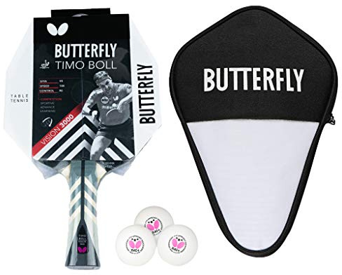 Butterfly® Timo Boll Vision 3000 Tischtennisschläger | Tischtennis Racket Bat TT Profi Wettkampfschläger für technisch fortgeschrittene Spieler | ITTF zertifizierter Wakaba Belag | Griffform konkav