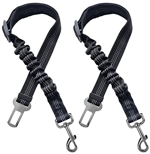 Yiaizhuo 2 Dog Seatbelt Seat Belt Car Harness Leash Travel Accessories Bungee Anti Shock Pet Cat Adjustable Lead Clip Safety Seats Belts Black