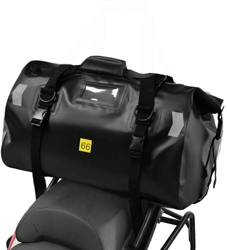 JIANFA Motorrad-Hecktasche, große Kapazität, 66 l, wasserdichte Motorradtasche, multifunktionales Motorradgepäck mit verstellbarem Schultergurt, 60 × 37 × 39 cm, Schwarz