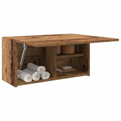 Festnight Armadietto Bagno, Pensile Bagno, Mobiletto Bagno Salvaspazio, Mobile Bagno Sospeso, in Truciolato Legno Antico 60x25x30 cm