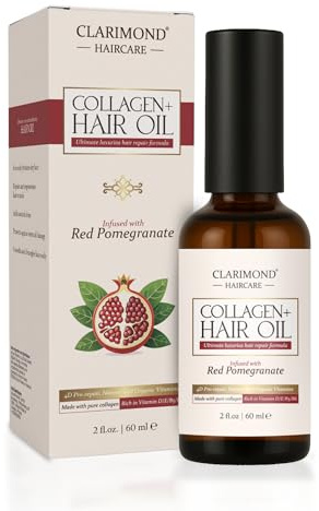 CLARIMOND Collagen Booster Aceite Capilar & Piel | Protección UV | Queratina y Vitaminas D/E/B5/B6 | Repara y Fortalece el Cabello Dañado | Antiencrespamiento | Para Cabello y Piel | No Graso.