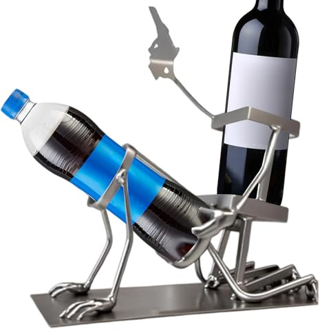 Generisk dödskalle-cola- och vinflaskställ rolig metall-skelett-bar- för whiskyöl, steampunkstil, dryck-displaystativ stråkpresent för vuxna vinställ bänk