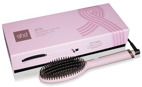 ghd - Brosse chauffante ghd Glide - Brosse Lissante (Rose) Collection Pink - Lissage rapide, facile, sans frisottis, sans chaleur extrême - S'utilise sur cheveux secs pour tous types de cheveux