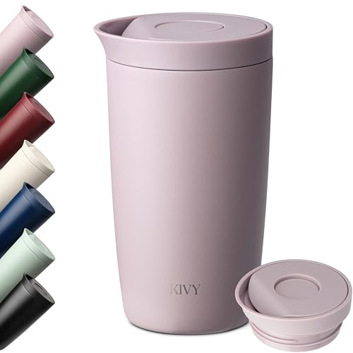 KIVY Tazza Termica 350ml [BICCHIERE CAFFÈ DA ASPORTO] - Thermos in Acciaio Inox Per Caffè o Tè - Bicchiere Termico Da Viaggio - Bicchiere da Caffè Lavabile in Lavastoviglie e Antigoccia - Viola