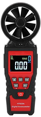 Aolidsive Anemómetro Portátil HT625B, Medidor de Velocidad del Viento de Plástico con Pantalla LCD, Mide la Velocidad del Viento hasta 40 M/s para Actividades Al Aire Libre