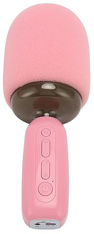 Xiuganpo Microfono per Karaoke Portatile con Luce RGB e Supporto per Scheda di Memoria per Bambini e Adulti Microfono da Canto Wireless Bluetooth Portatile (PINK)
