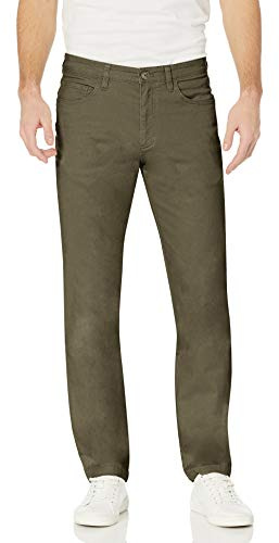 Amazon Essentials Pantalon Chino Stretch Confortable à 5 Poches Coupe Ajustée (Déjà Goodthreads) Homme, Vert Olive, 33W / 34L