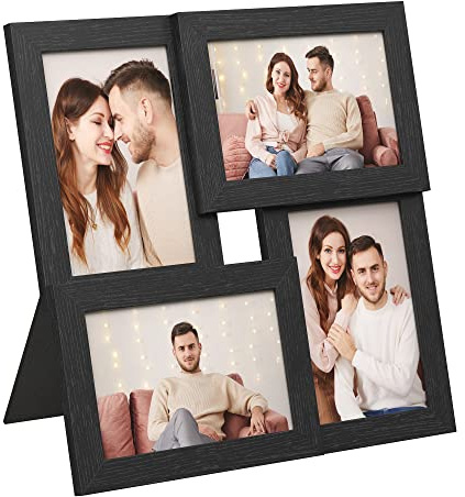 SONGMICS Collage Picture Frames, 4x6 for Wall Decor, Multi Family Photo for Gallery Decor, Hanging Display, Set of 4, Ink Black URPF25BK