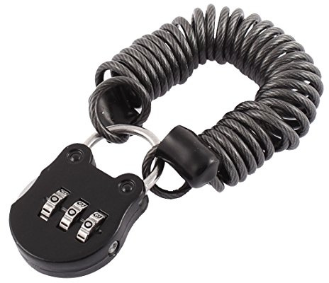 Aexit Motorcycle Motorbike Padlocks & Hasps Anti-Theft Security Spring Cable Lock Combination Padlocks Reminder Black