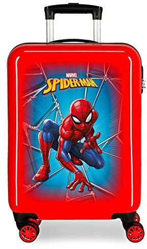 Marvel Spiderman Black Trolley cabina Rosso 37x55x20 cms Rigida ABS Chiusura a combinazione numerica 34L 2,6Kgs 4 doppie ruote Bagaglio a mano