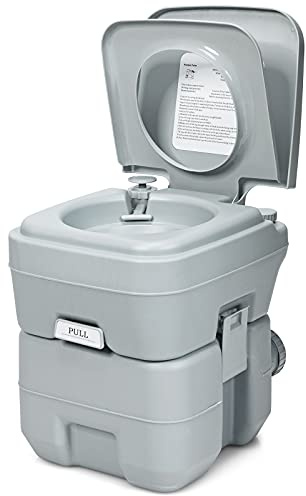 RELAX4LIFE Toilette Portable 20L WC Chimique pour Camping, Chantier, Bateau, Gris/Vert (Gris)