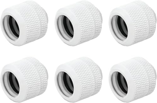 Dracaena Confezione da 6 filettature G1/4 a diametro esterno 14mm, tubo rigido raccordo a compressione con design alto per sistema di raffreddamento ad acqua del computer, bianco