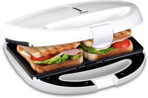 Trisa Tasty Snack Sandwichmaker 3-in-1 – Sandwich Toaster mit auswechselbaren Platten für Waffeln, Grill & Sandwiches, 850W, Antihaftbeschichtung, Automatische Temperaturkontrolle, Schwarz