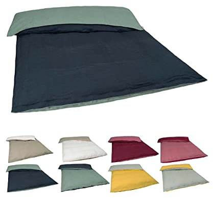 beties Leinen Doubleface Bettwäsche ca. 135x200 cm 100% Leinen Stone-Washed Bettbezug (tiefsee-blau/Natural-Mint)