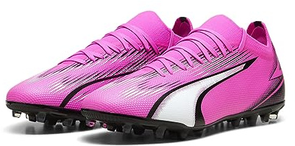 PUMA Ultra Match MG fotbollssko för män, Poison Pink White Black, 9 UK, Gift rosa Puma vit Puma svart