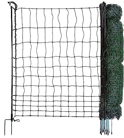 horizont Hühnerzaun strongLine 50m lang 120cm hoch - 15 Fiberglaspfähle mit Doppelspitze - Geflügelnetz ohne Strom, mobiler Geflügelzaun, Gartenzaun