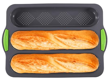Silicone Baguette Pan, High Temperature Resistance French Stick Bread Baking Tray, Non-Stick Baking Mold with 3 Slots, French Bread Baking Mould for Baking Kitchen Gadgets