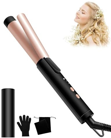 Mini Lockenstab 25mm, Lockenstab Kurze Haare 160-200°C, Reise Mini Hair Curler für Kurze und Mittellanges Haar, mit Handschuh und Aufbewahrungstasche, Doppelspannung (Schwarz)