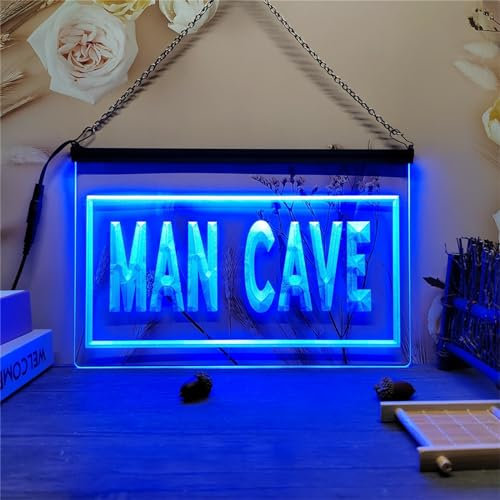 Man Cave LED letrero de neón, bar y sala de juegos Luces de neón con atenuación de 7 colores para colgar en la pared decoración luminosa alimentada por USB con atenuador de control remoto,60x40cm